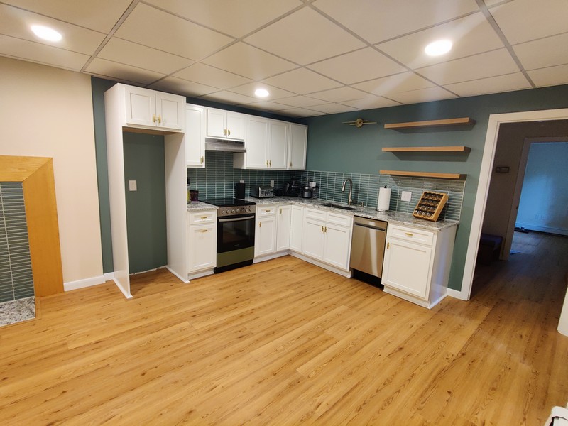 Basement remodel with open layout